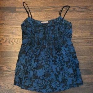 Blue and black print tank top, by Velvet.